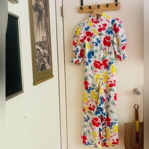 Rixo wedding guest swing dance 20s 30s style bias cut floral midi dress 0